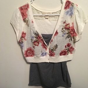 Tank top and flower cover shirt